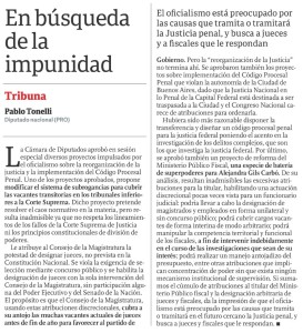 Nota de opinión Justicia. Clarin